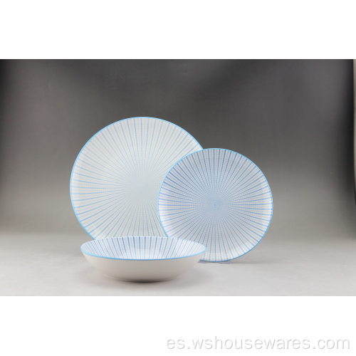 12 PCS Impresión de la vajilla de porcelana Platos de vajilla